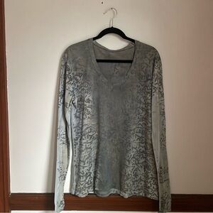 Marika Charles Y2K Fitted Grey Long Sleeve Graphic Tee Supima Cotton